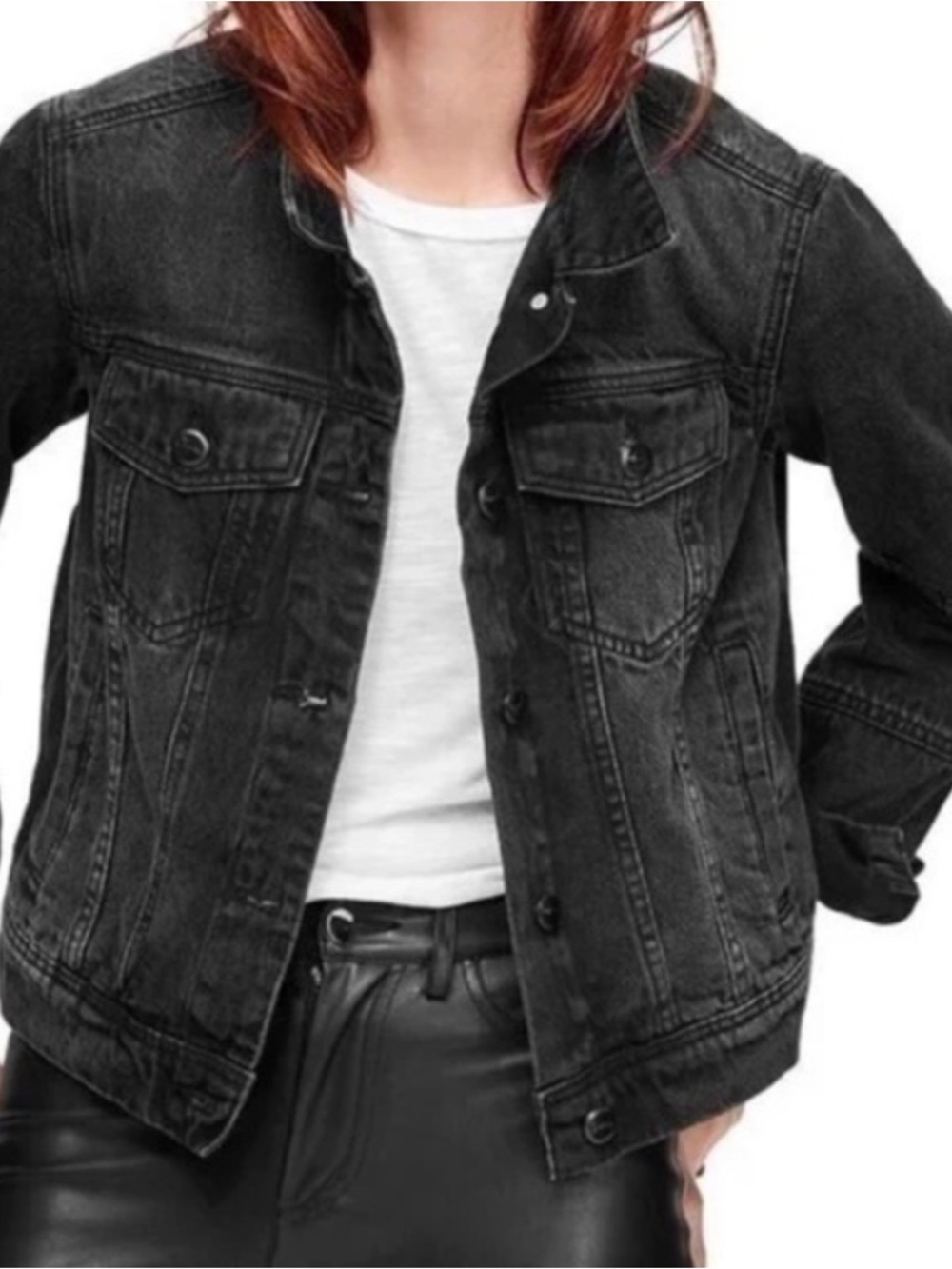 Free People Classic Black Denim Jacket
